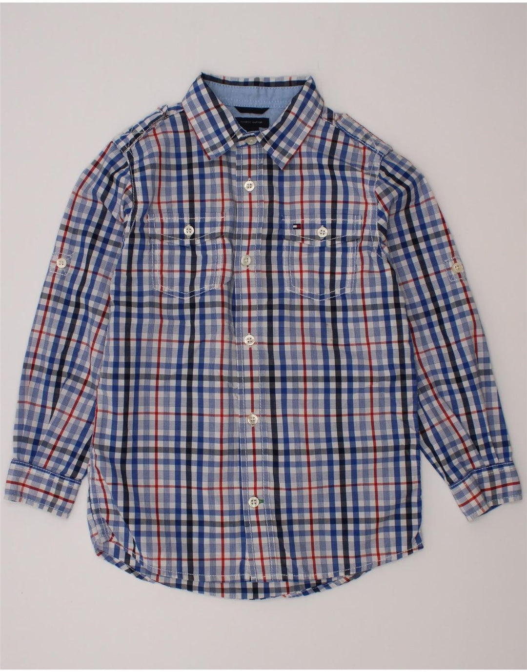 Tommy Hilfiger Boys Shirt 5-6 Years Blue Check Cotton
