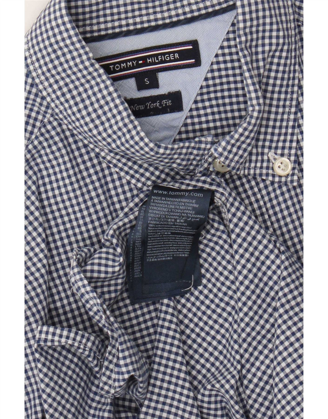 Tommy Hilfiger Mens Shirt Small Navy Blue Gingham Cotton