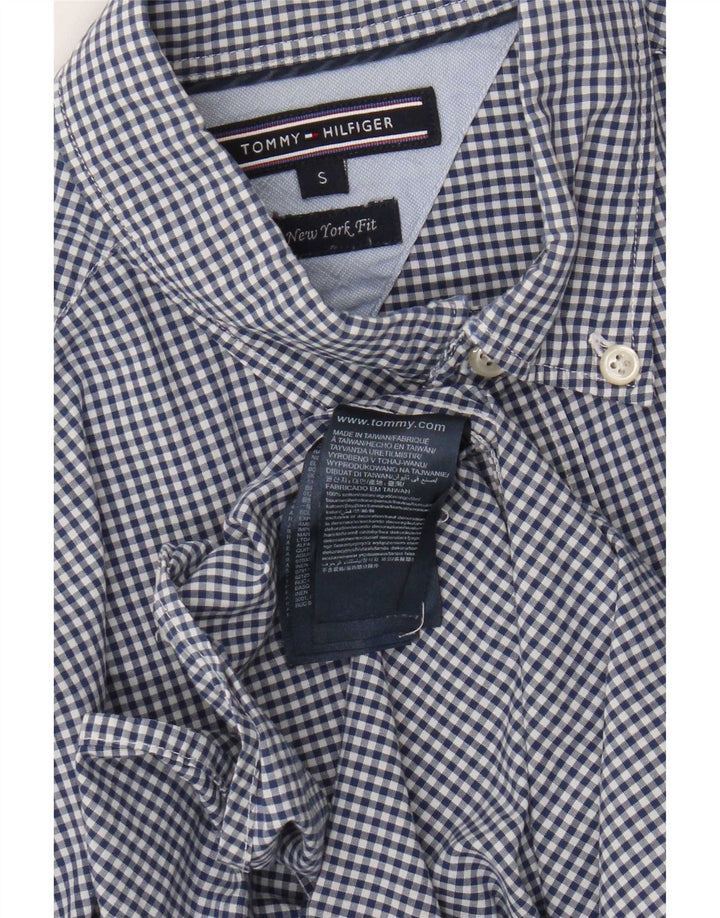 Tommy Hilfiger Mens Shirt Small Navy Blue Gingham Cotton
