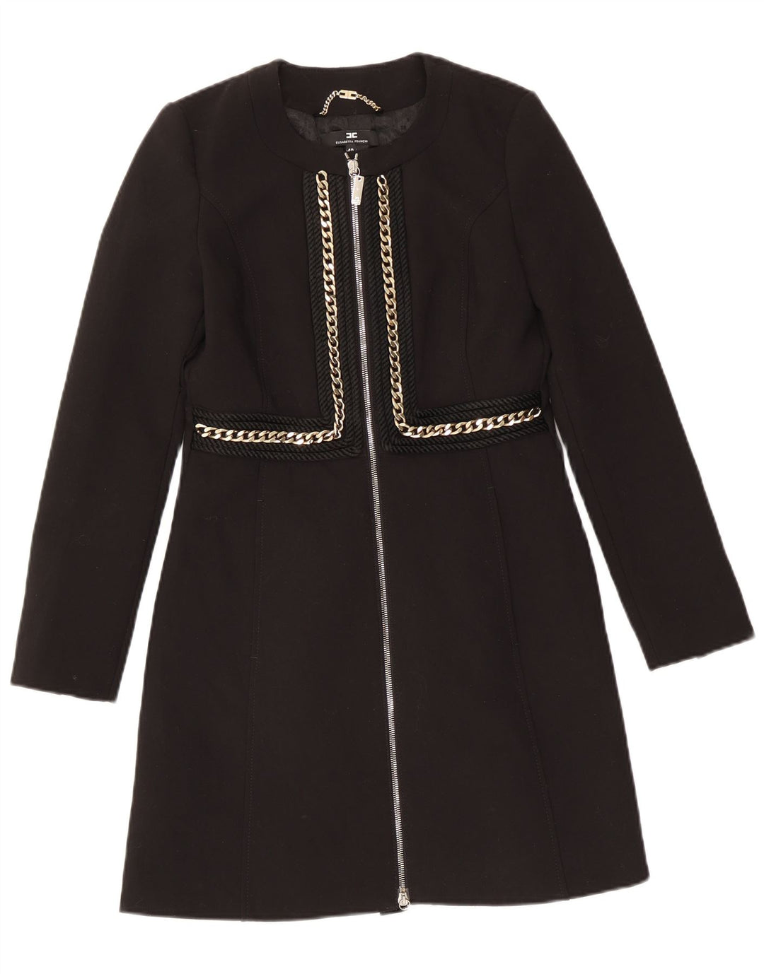 Elisabetta Franchi Womens Overcoat IT 40 Small Black Polyester
