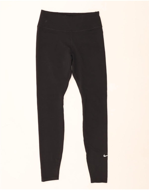 NIKE Womens Dri Fit Leggings UK 12 Medium  Black Polyester