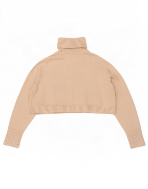 Zara Womens Crop Oversized Roll Neck Jumper Sweater UK 10 Small Off White