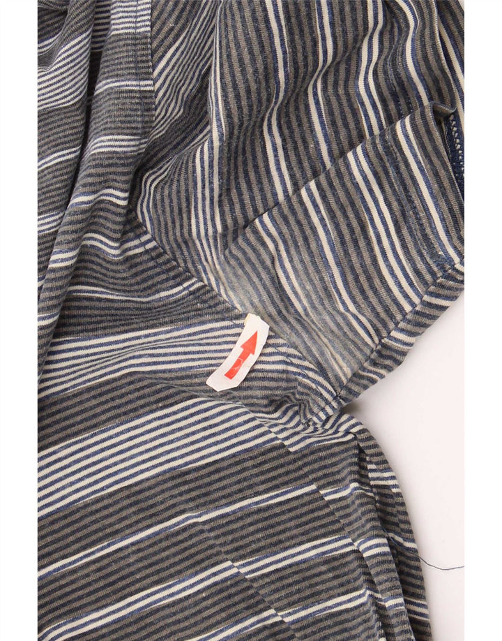 Paul Smith Mens Polo Shirt Medium Grey Striped Cotton