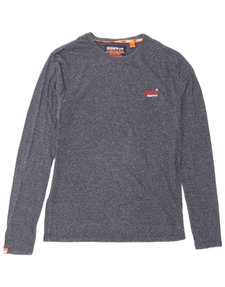 SUPERDRY Mens Top Long Sleeve Medium Navy Blue Cotton