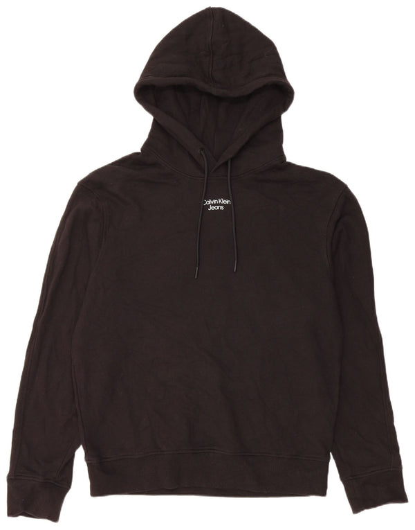 Calvin Klein Jeans Mens Hoodie Jumper Medium Black Cotton
