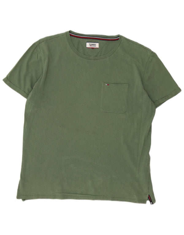 Tommy Hilfiger Mens T-Shirt Top Large Green Cotton