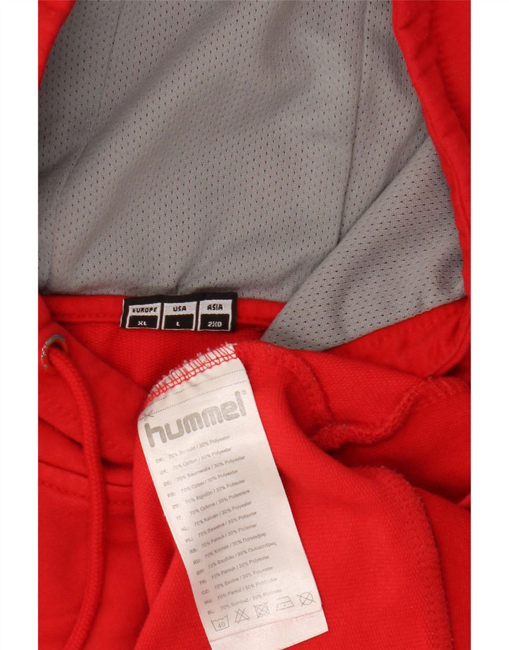 HUMMEL Mens Graphic Hoodie Jumper Large Red Cotton