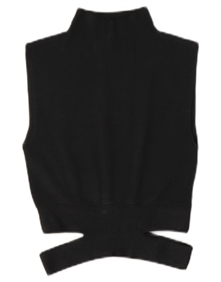 Zara Womens Sleeveless Knit Crop Top UK 10 Small Grey