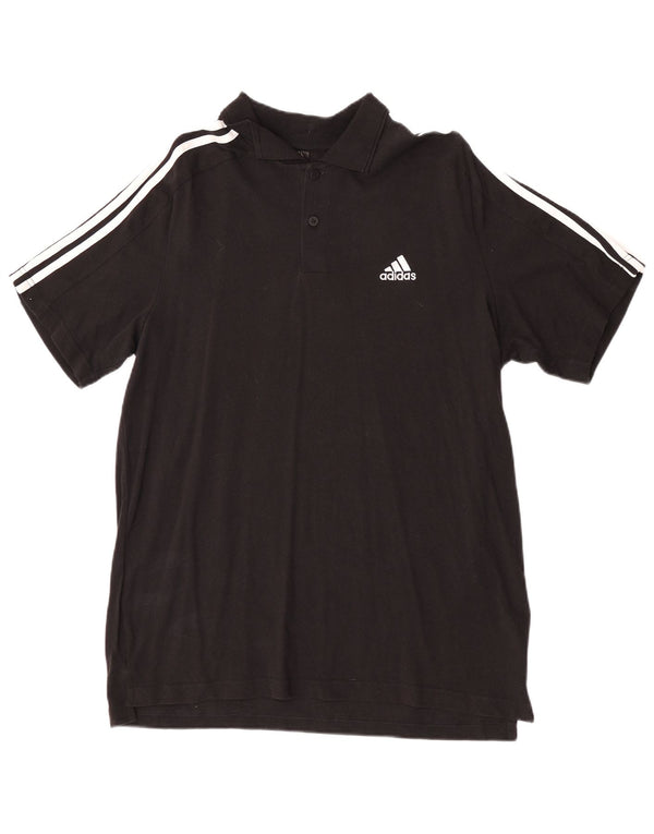 Adidas Mens Polo Shirt Large Black Cotton