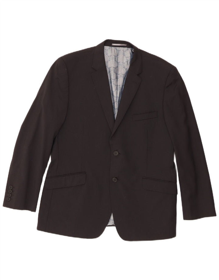 Ted Baker Mens 2 Button Blazer Jacket UK 42 XL Black Wool