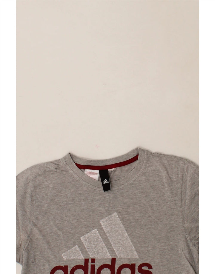 ADIDAS Womens Graphic T-Shirt Top UK 12 Medium Grey Vintage Adidas and Second-Hand Adidas from Messina Hembry 
