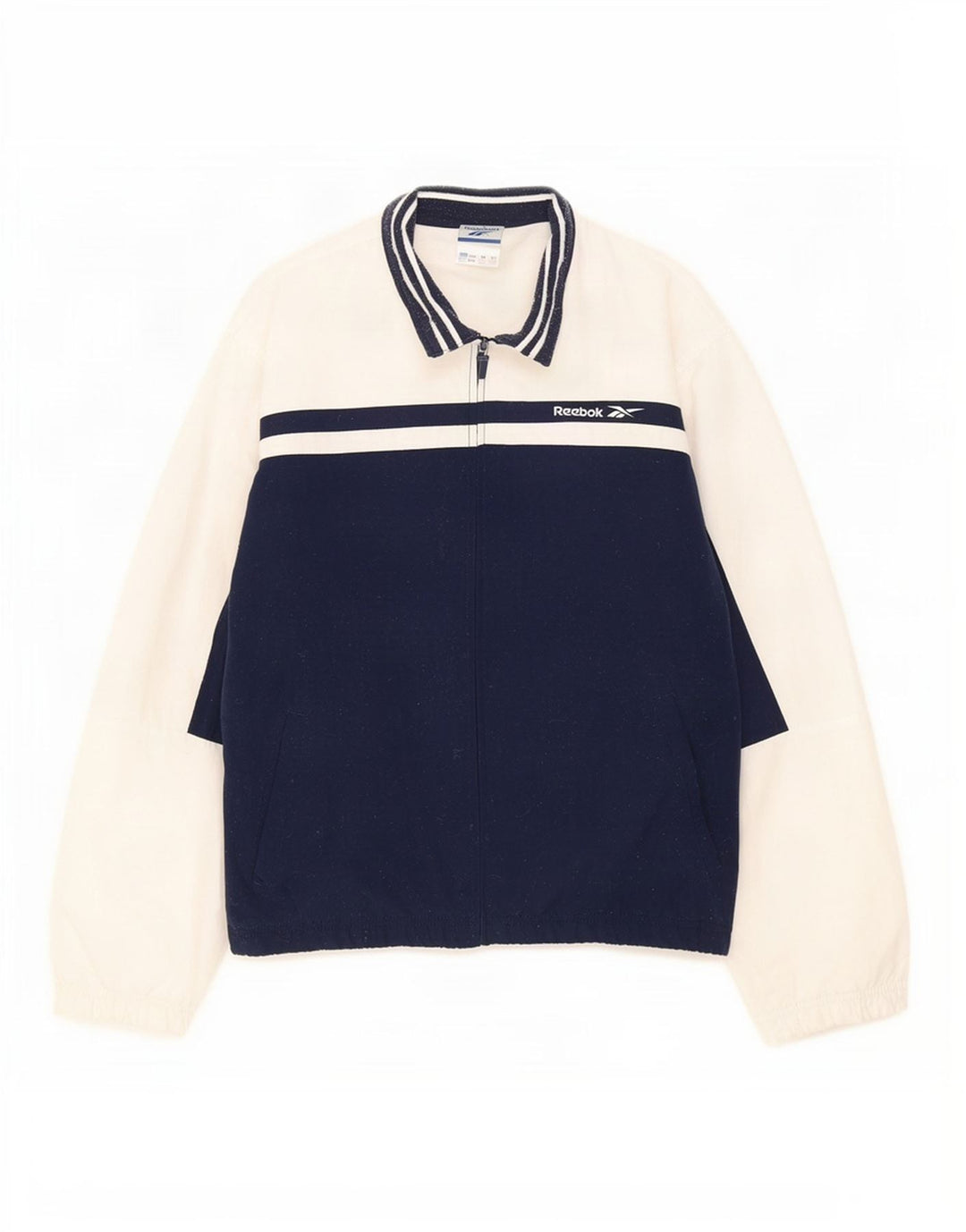 Reebok Womens Tracksuit Top Jacket UK 12 Medium Navy Blue Colourblock