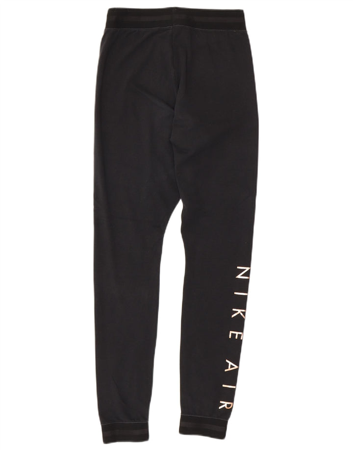 NIKE Womens Graphic Tracksuit Trousers Joggers UK 8 Small Black Cotton