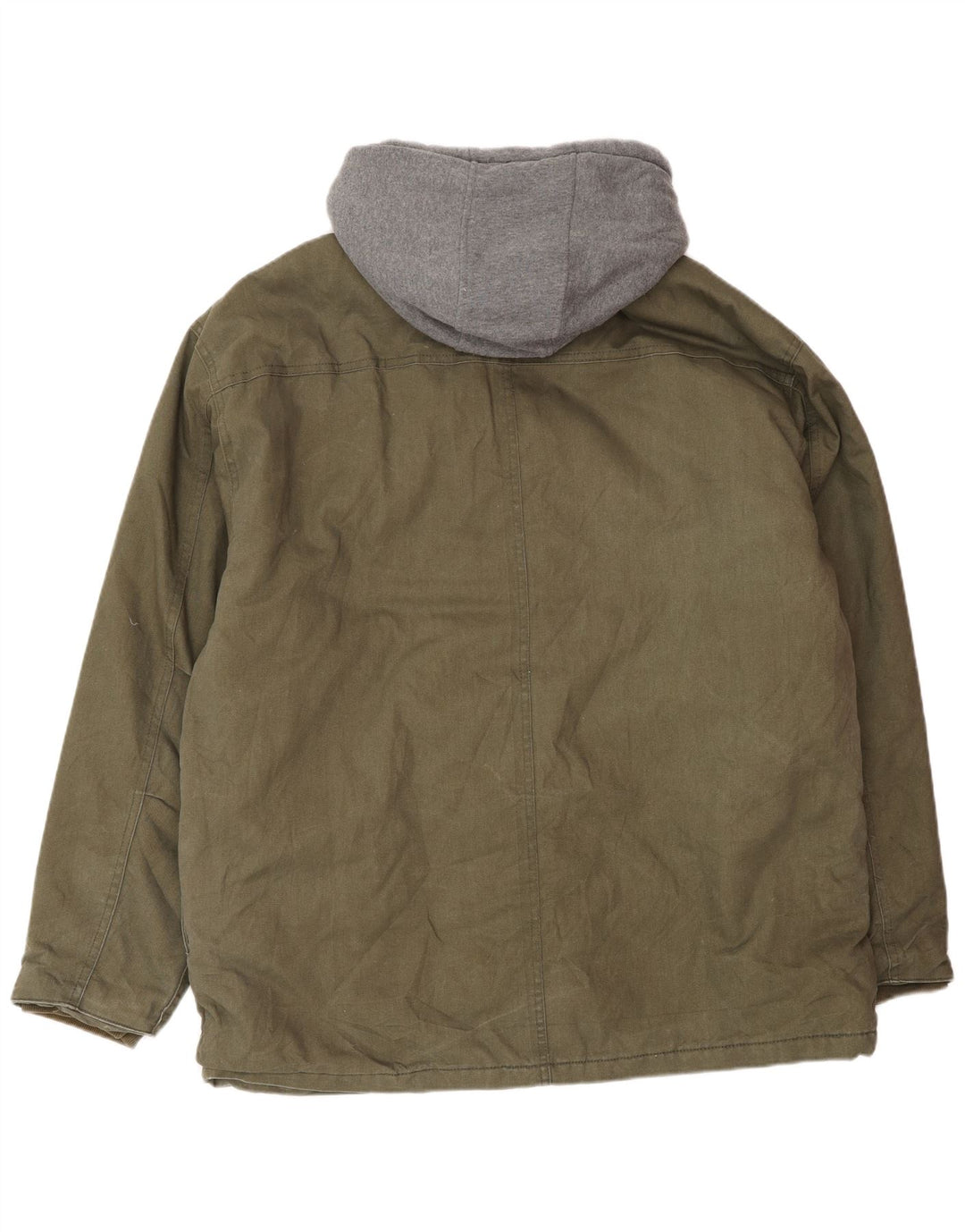 DICKIES Mens Hooded Utility Jacket UK 42 XL Khaki Colourblock Cotton