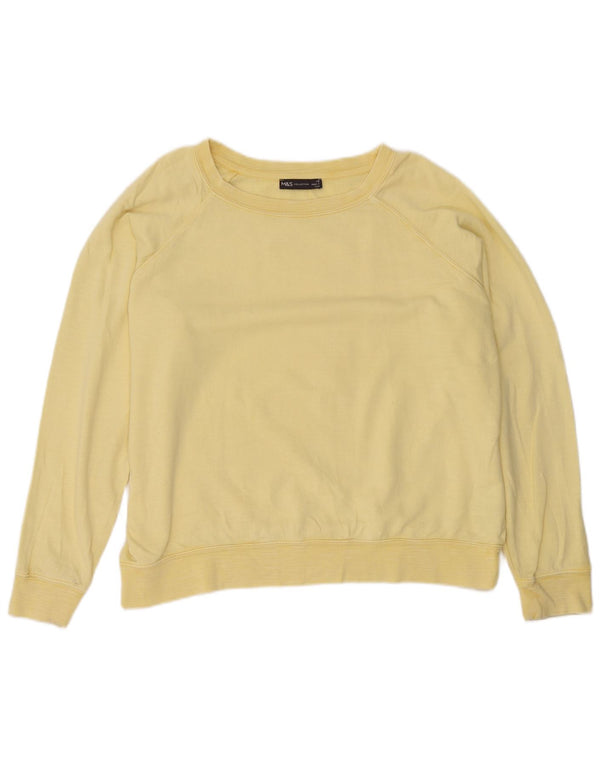 Marks & Spencer Womens Oversized Sweatshirt Jumper UK 18 XL  Yellow Cotton