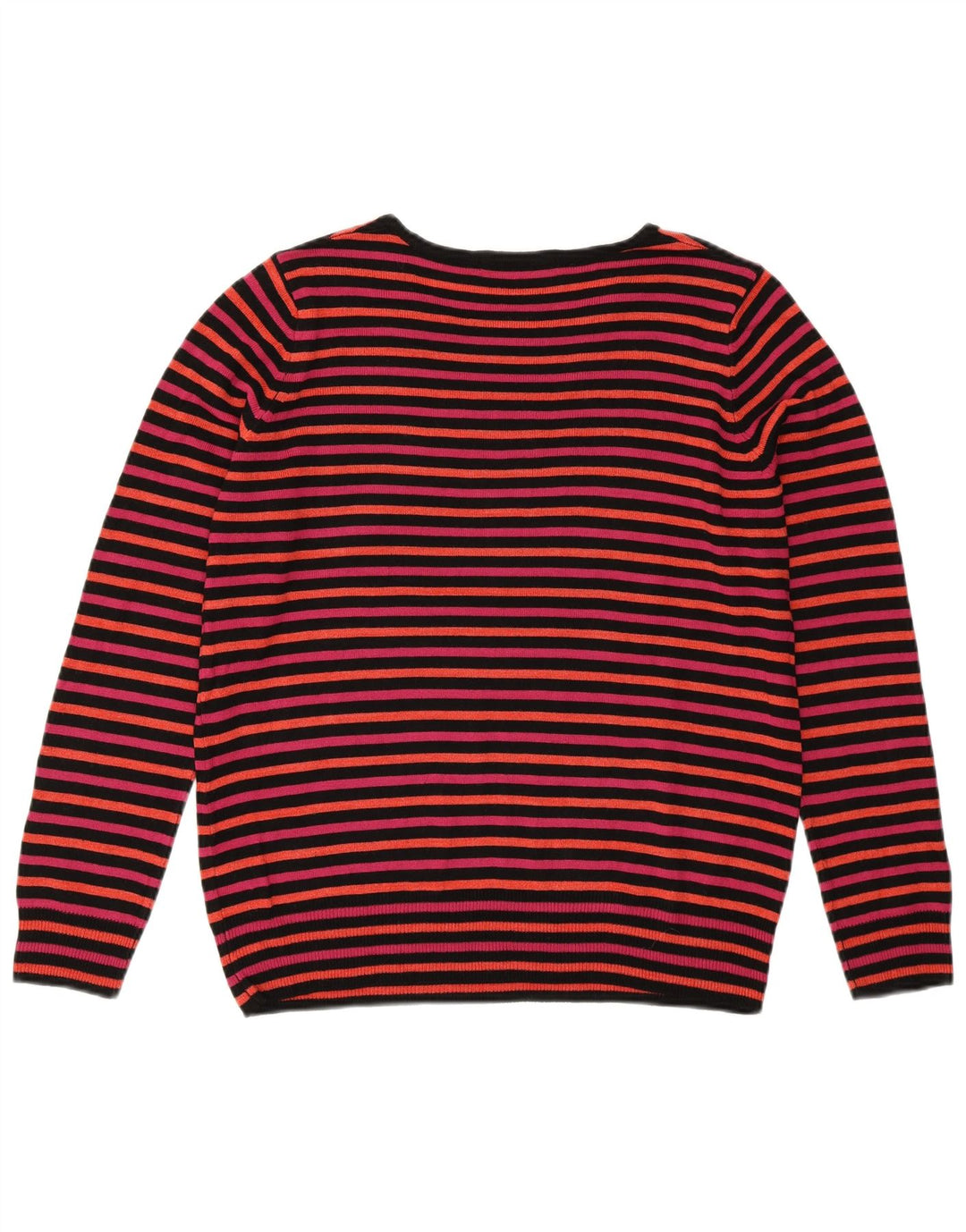 MARKS & SPENCER Womens Boat Neck Jumper Sweater UK 14 Large Pink Striped