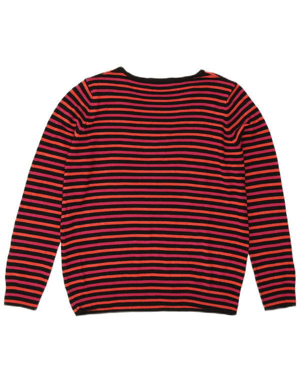 MARKS & SPENCER Womens Boat Neck Jumper Sweater UK 14 Large Pink Striped