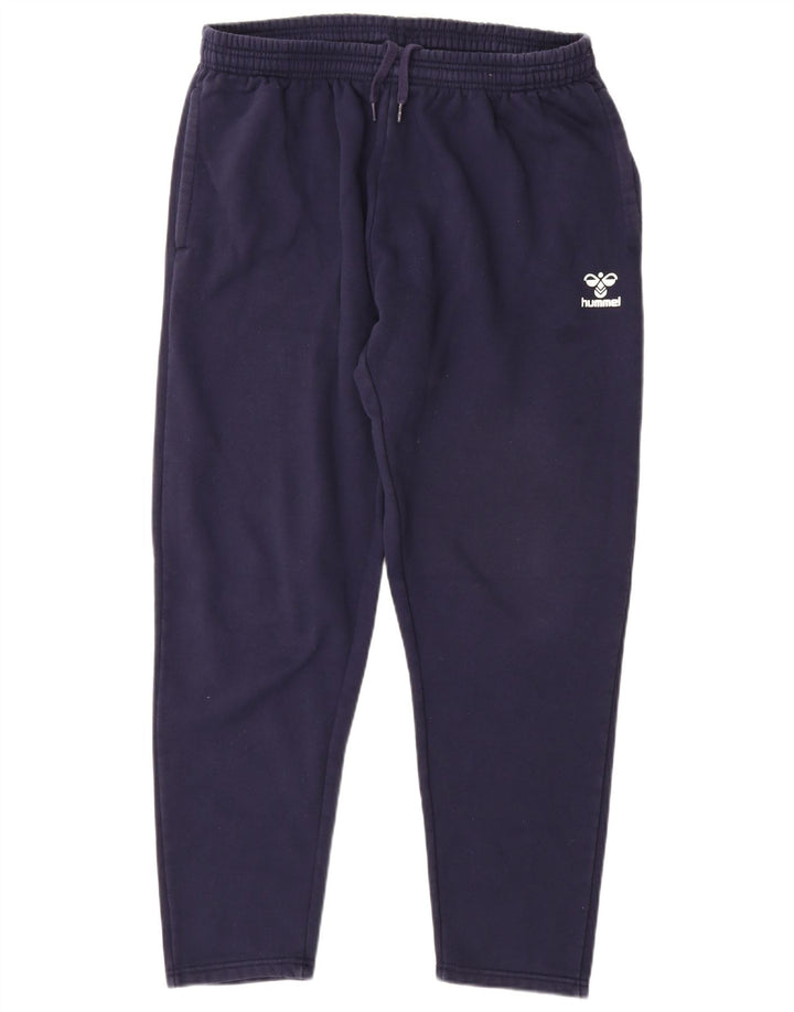 HUMMEL Mens Tracksuit Trousers Large  Navy Blue Cotton