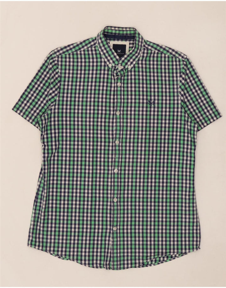 CREW CLOTHING Mens Short Sleeve Shirt Medium Multicoloured Gingham Cotton