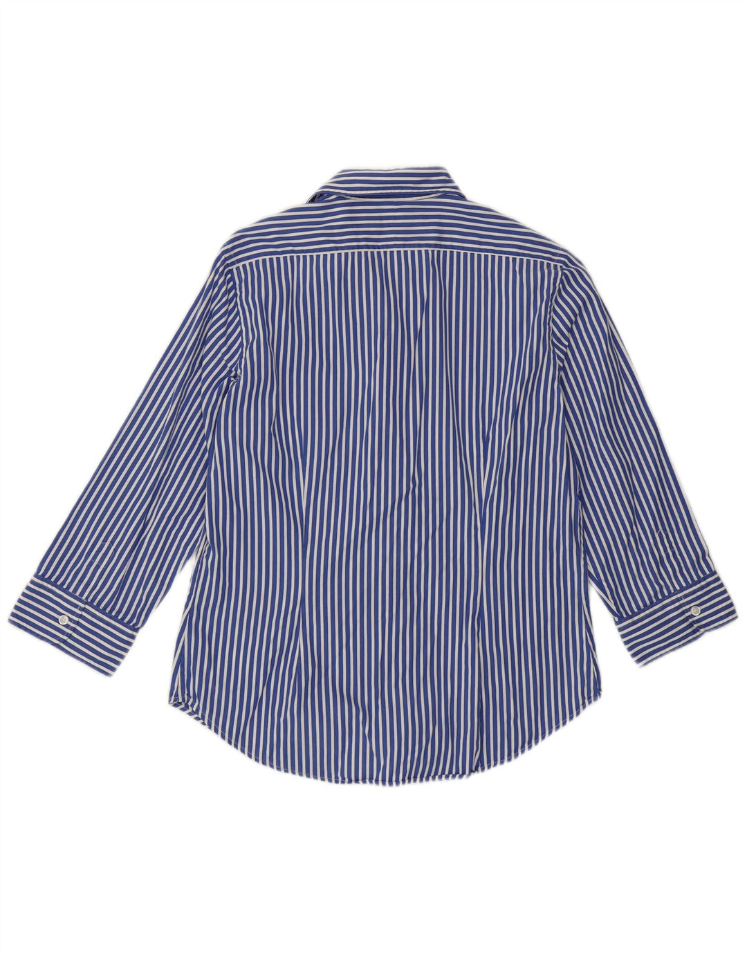 RALPH LAUREN Womens 3/4 Sleeve Shirt US 10 Large Blue Striped Cotton