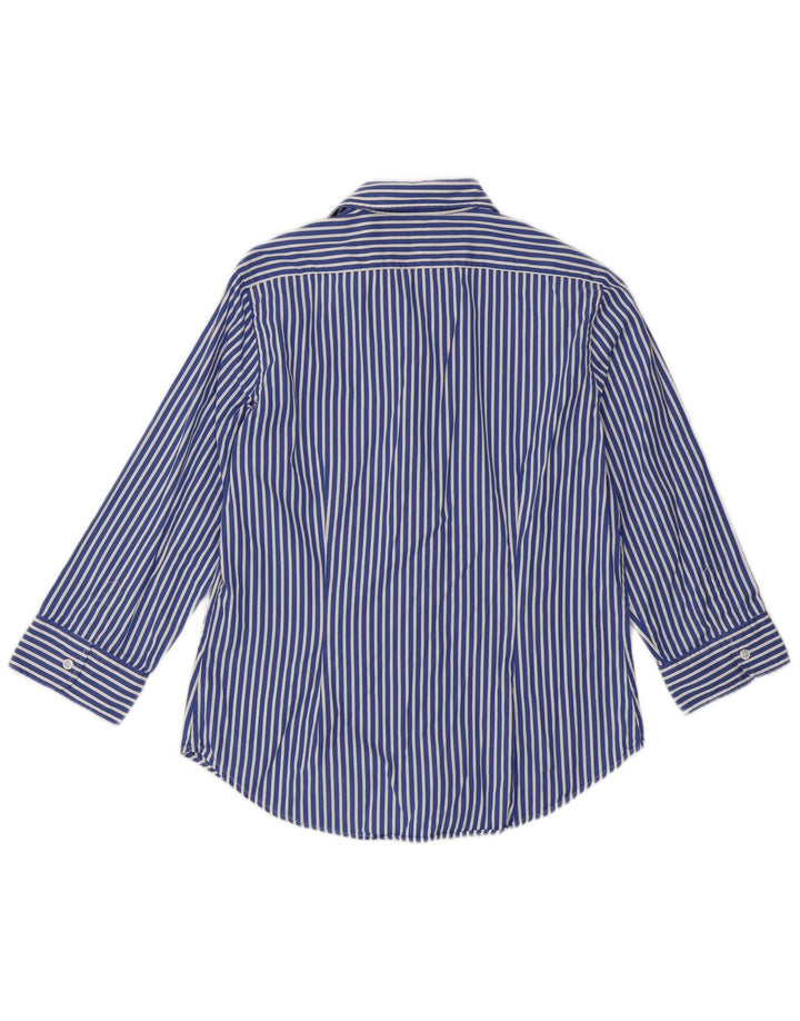 RALPH LAUREN Womens 3/4 Sleeve Shirt US 10 Large Blue Striped Cotton