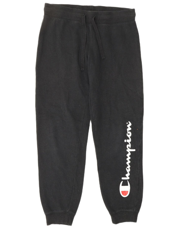 CHAMPION Womens Graphic Tracksuit Trousers Joggers UK 14 Medium  Black