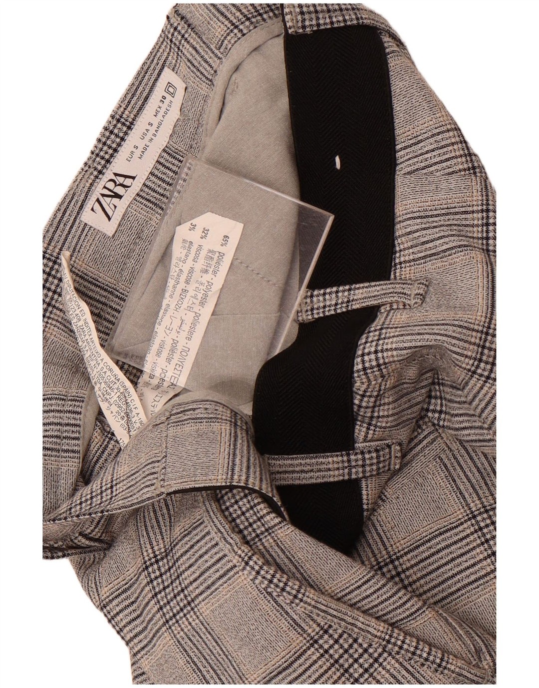 Zara Womens Straight Suit Trousers Small W30 L29 Grey Check Polyester