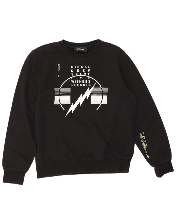 Diesel Mens Graphic Sweatshirt Jumper Medium Black