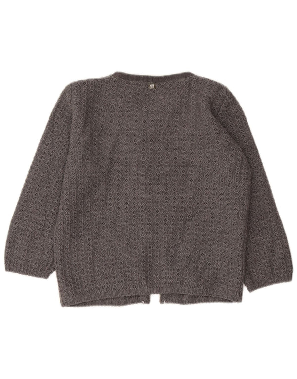 Trussardi Jeans Womens 3/4 Sleeve Crop Cardigan Sweater UK 12 Medium Grey