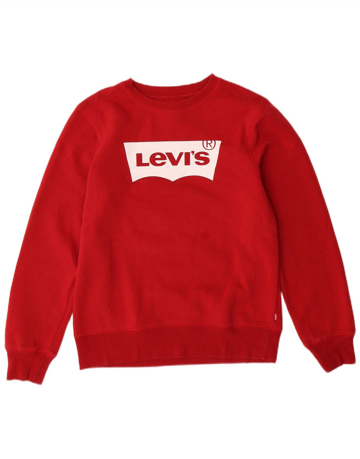 LEVI'S Boys Graphic Sweatshirt Jumper 13-14 Years Red Cotton