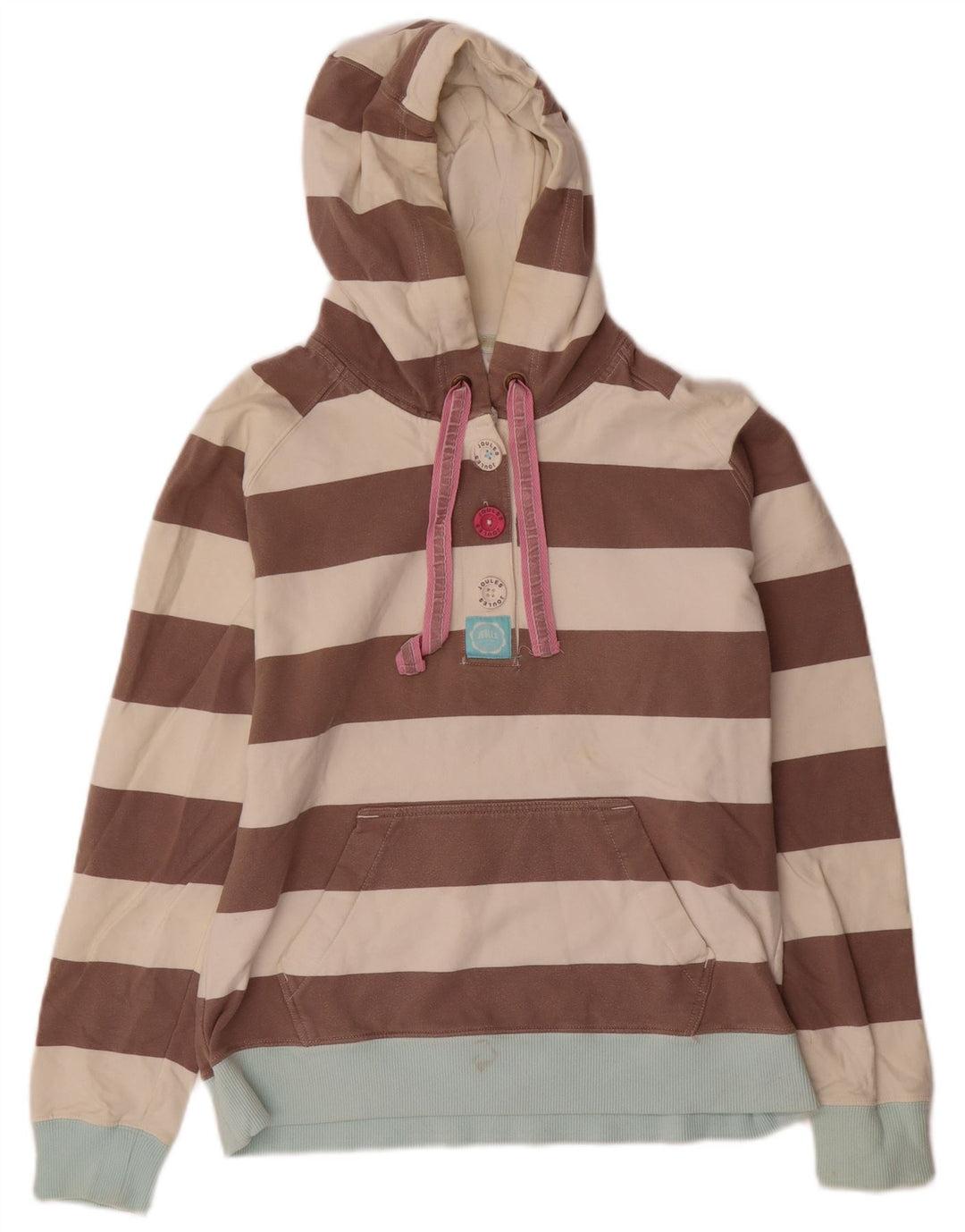JOULES Womens Classic Fit Hoodie Jumper UK 12 Medium Brown Striped