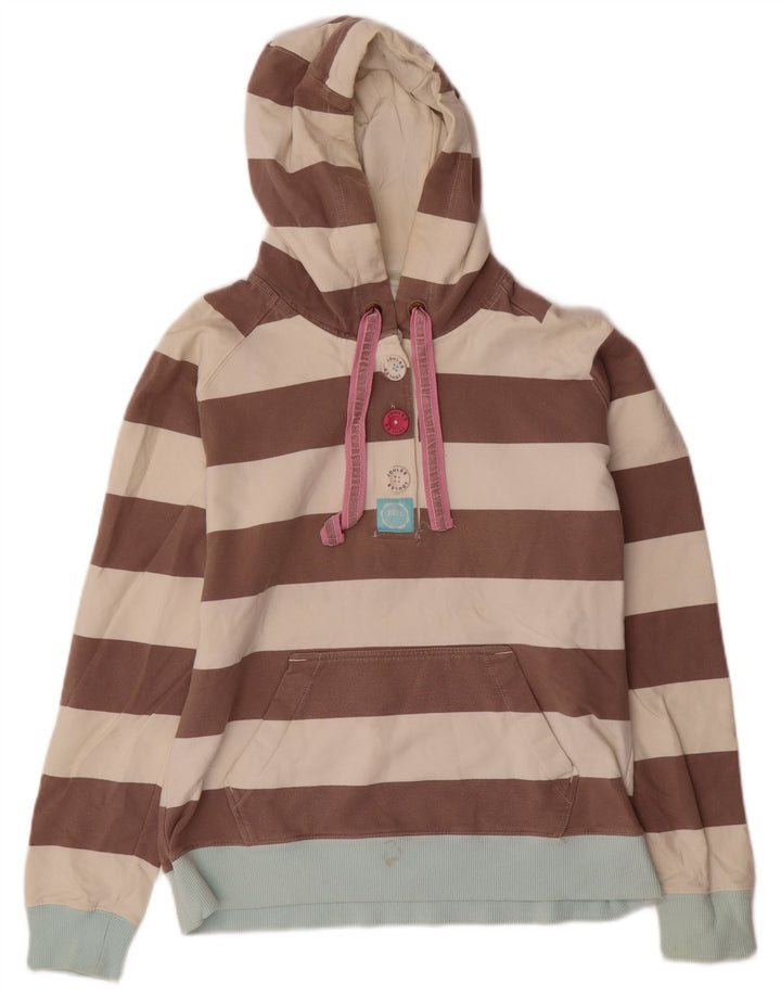 JOULES Womens Classic Fit Hoodie Jumper UK 12 Medium Brown Striped
