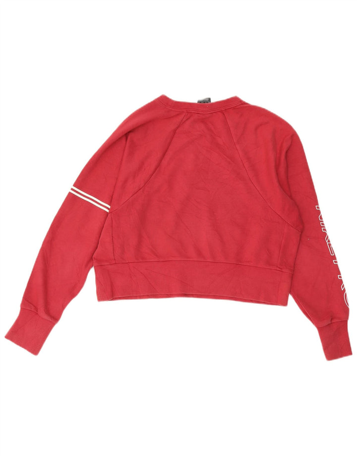 NIKE Womens Oversized Graphic Crop Sweatshirt Jumper UK 6 XS Burgundy