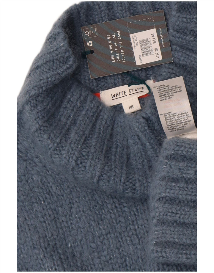 White Stuff Womens Oversized Turtle Neck Jumper Sweater UK 14 Medium Blue