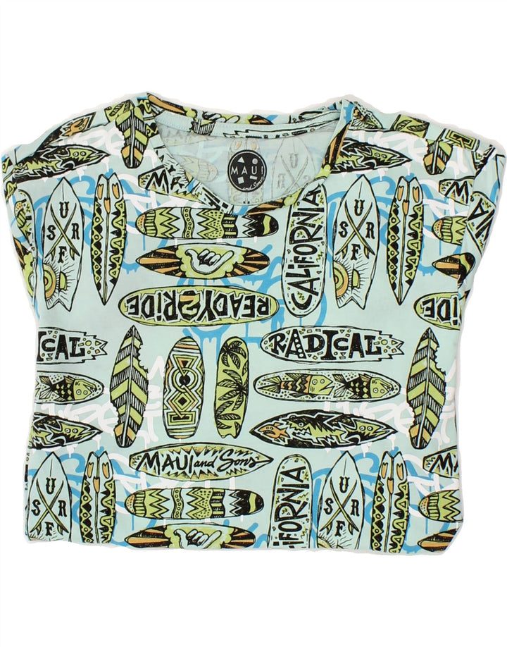 MAUI AND SONS Mens Abstract Pattern T-Shirt Top Medium Blue Cotton Vintage Maui and Sons and Second-Hand Maui and Sons from Messina Hembry 