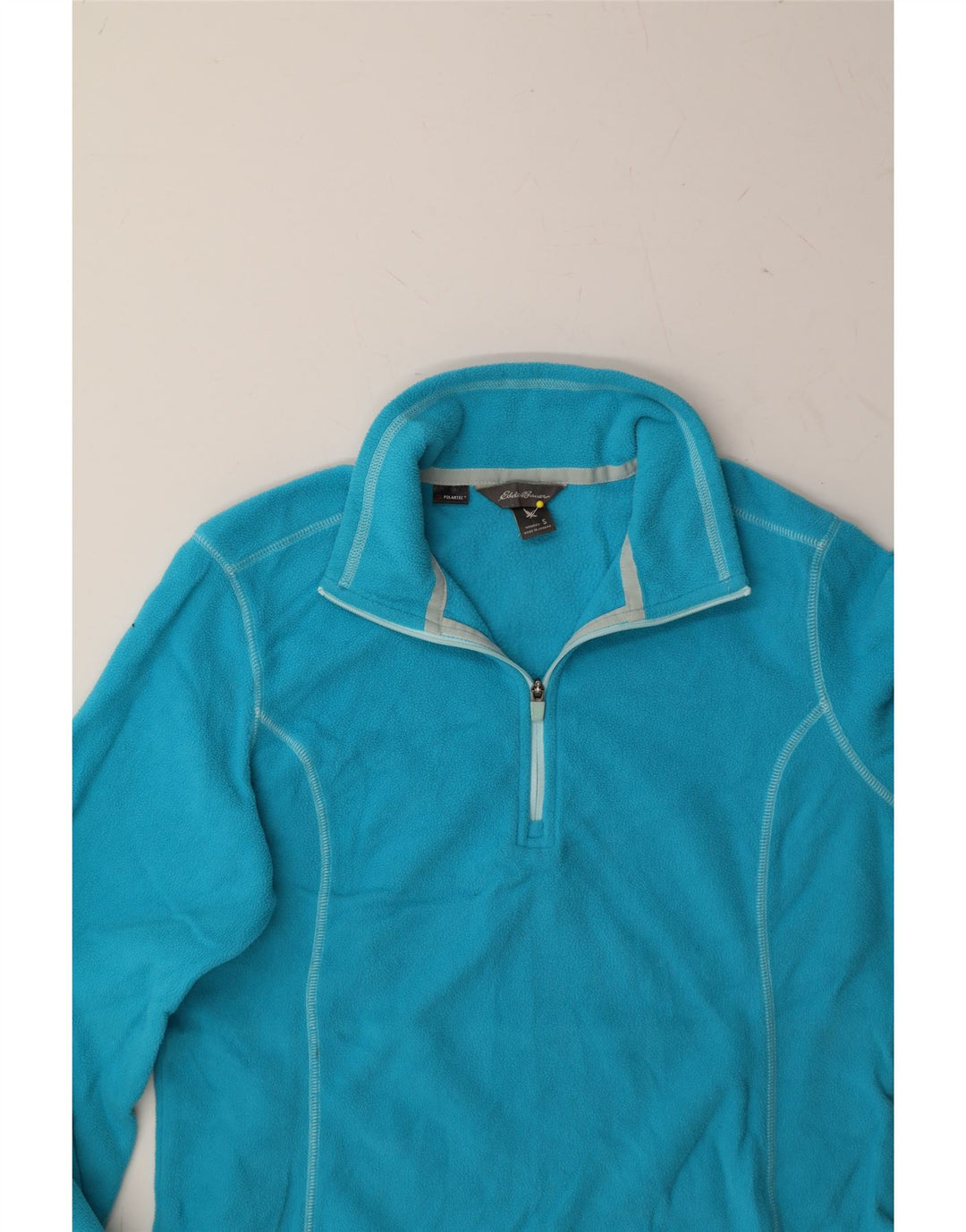 EDDIE BAUER Womens Zip Neck Fleece Jumper UK 10 Small Blue Polyester Vintage Eddie Bauer and Second-Hand Eddie Bauer from Messina Hembry 