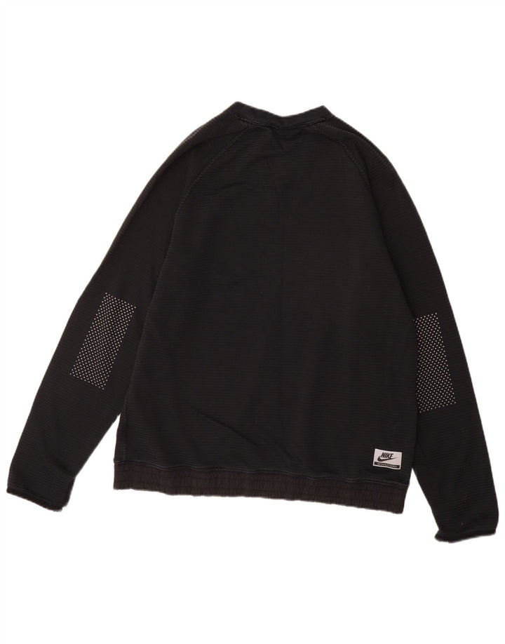 NIKE Mens Sweatshirt Jumper Large Black Striped Cotton