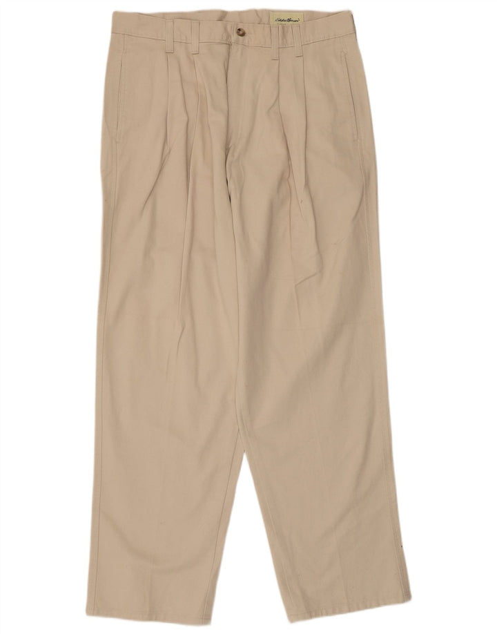 Eddie Bauer Mens Pegged Chino Trousers W34 L30 Beige Cotton