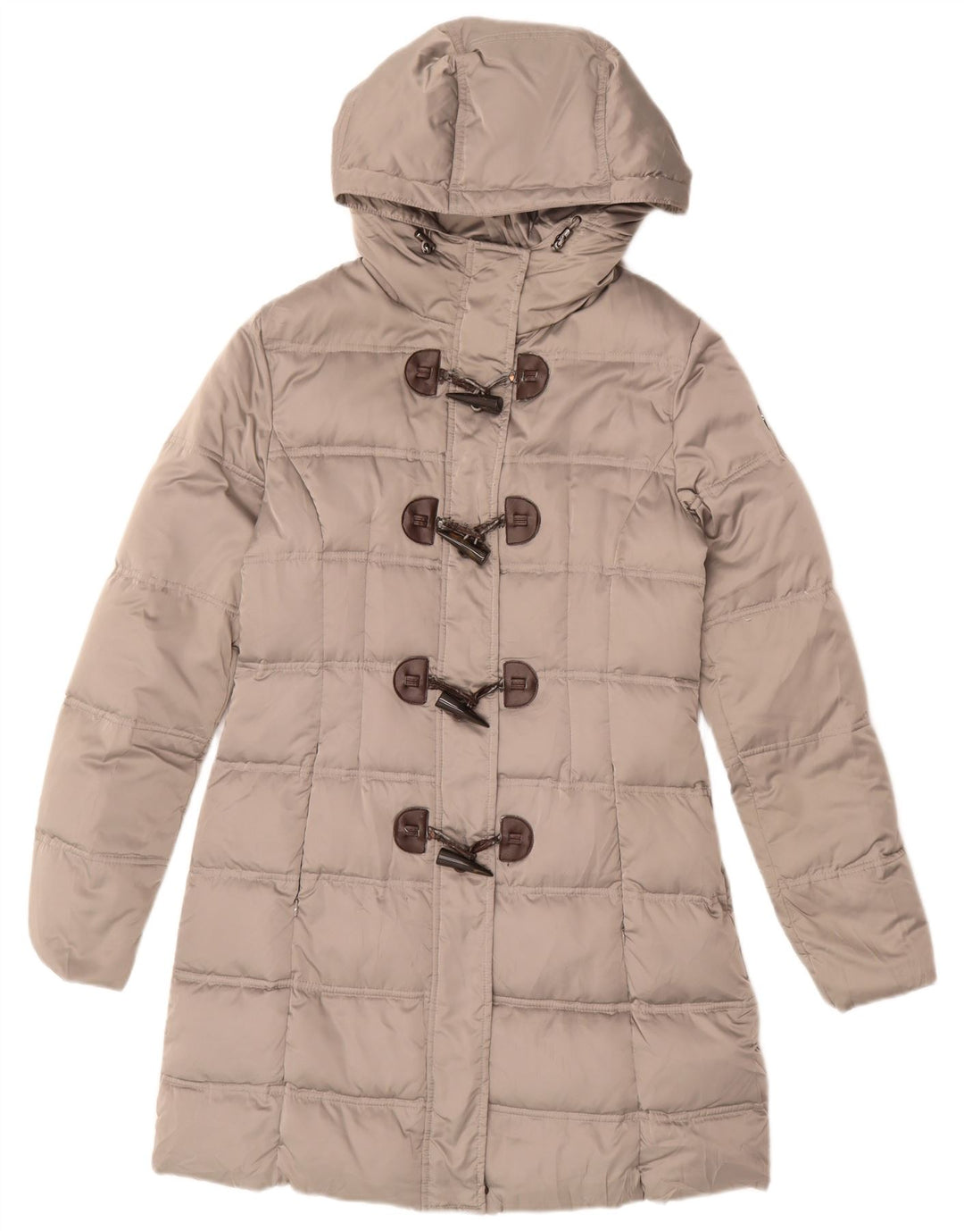 CHAMPION Womens Padded Hooded Duffle Coat UK 14 Medium Grey Polyester