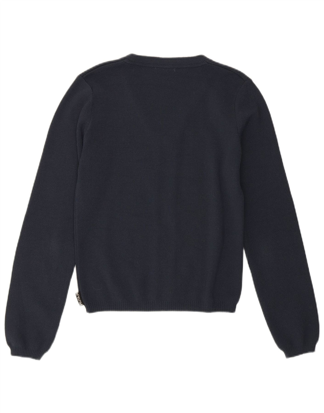 Playlife Womens Crop Cardigan Sweater UK 12 Medium Navy Blue Polyamide