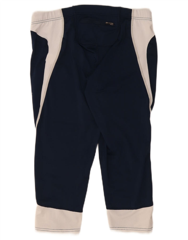 Asics Womens Capri Leggings UK 14 Medium Navy Blue Colourblock Polyester