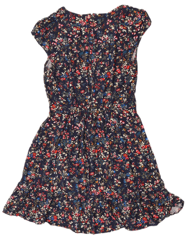 J. Crew Womens A-Line Dress US 6 Medium Navy Blue Floral Viscose