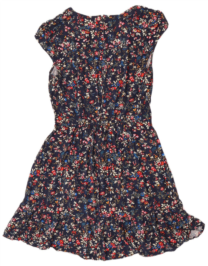J. Crew Womens A-Line Dress US 6 Medium Navy Blue Floral Viscose