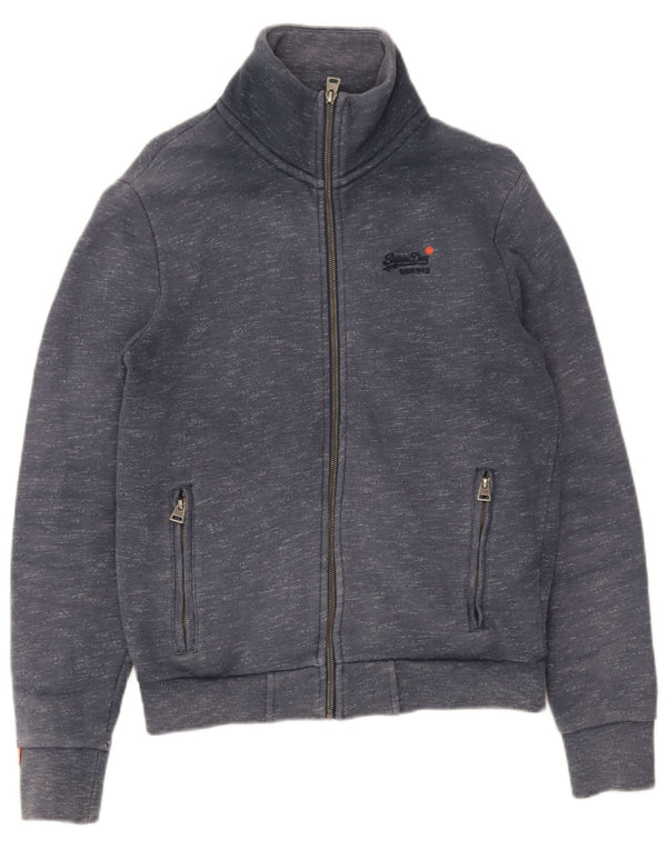 Superdry Mens Tracksuit Top Jacket Small Grey Flecked Cotton