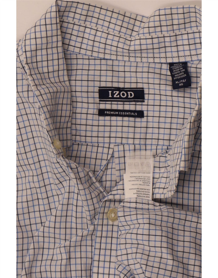Izod Mens Shirt XL White Check Cotton