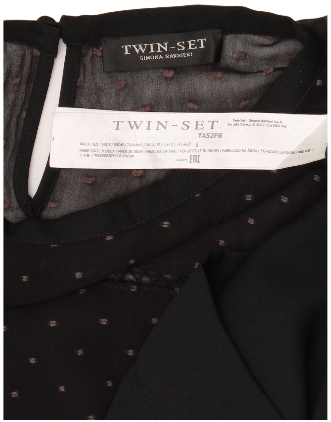 Simona Barbieri Womens Twin-Set Blouse Top UK 10 Small Black Spotted