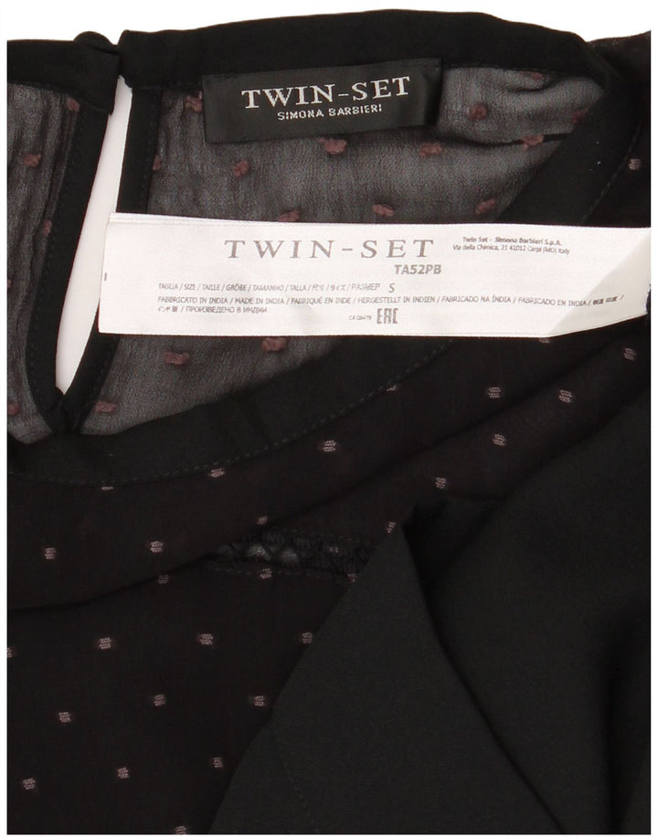 Simona Barbieri Womens Twin-Set Blouse Top UK 10 Small Black Spotted