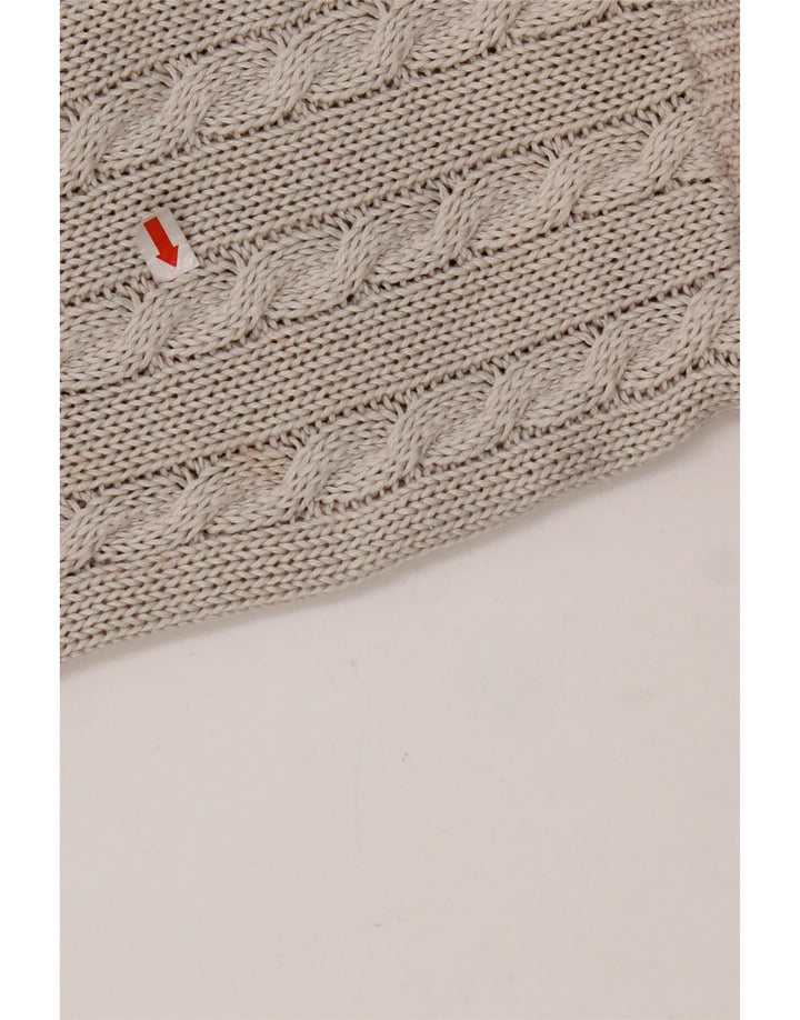 VINTAGE Womens Crew Neck Jumper Sweater UK 14 Medium Grey Fair Isle Cotton