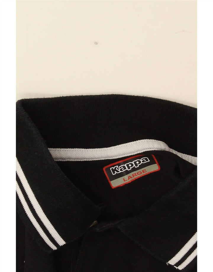 Kappa Mens Polo Shirt Large Black Striped