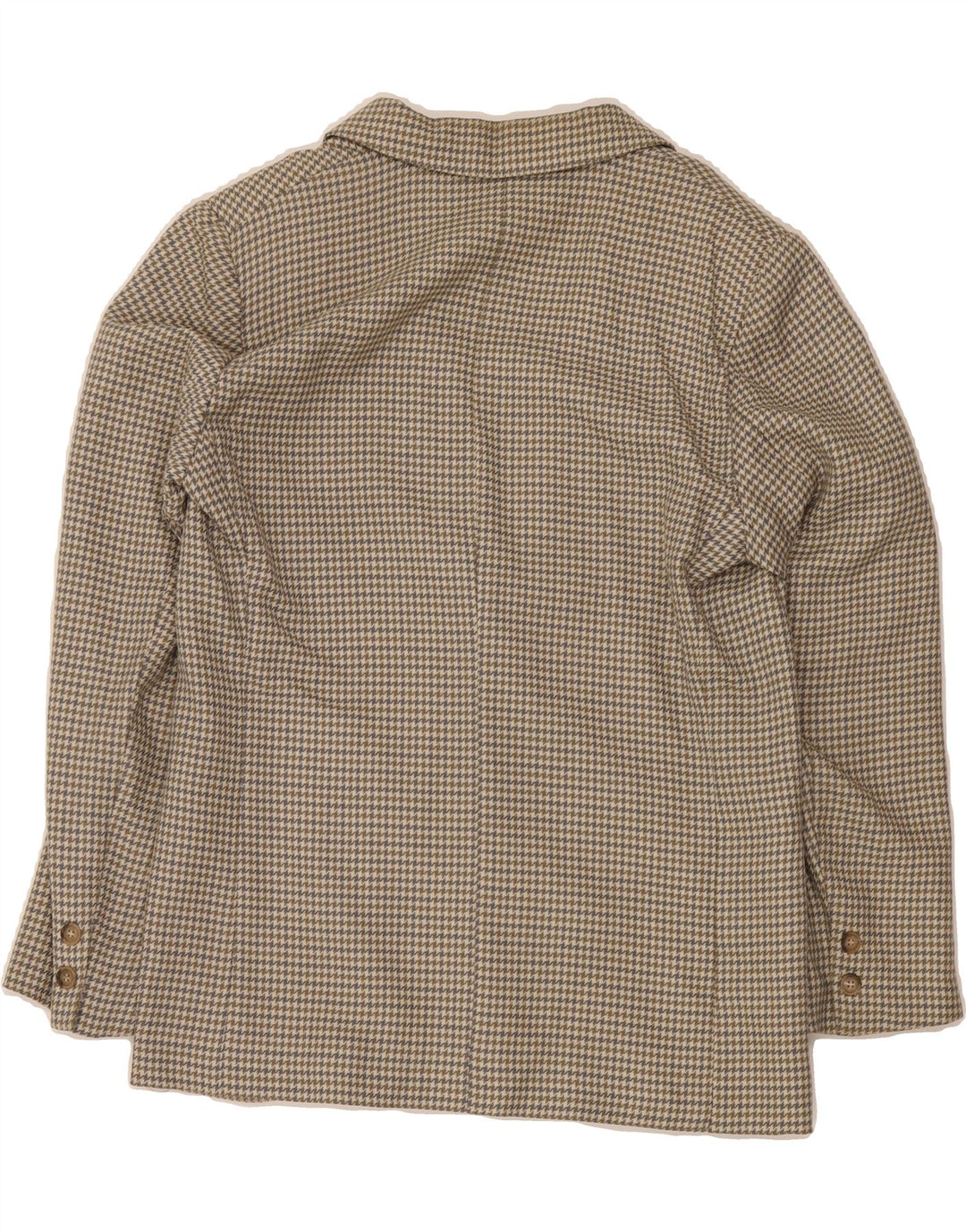 HAPPENING Womens 2 Button Blazer Jacket EU 42 Large Beige Houndstooth Wool Vintage Happening and Second-Hand Happening from Messina Hembry 